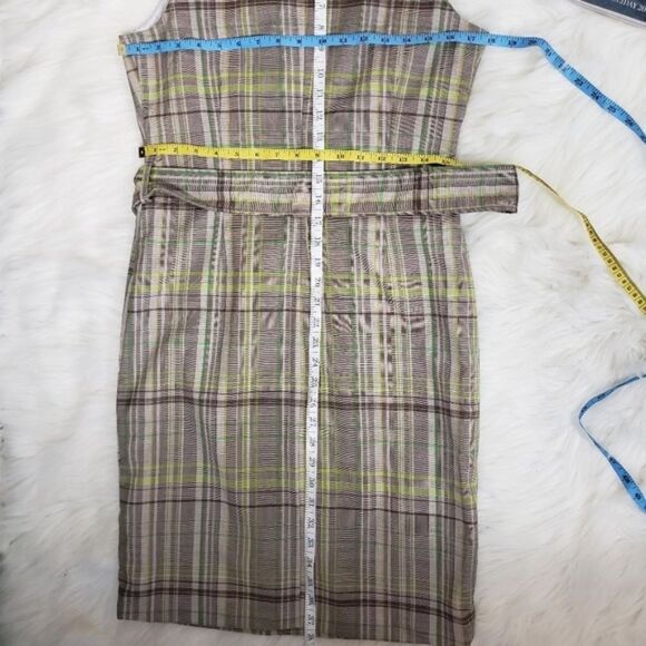 Amelia New york plaid sheath career belted Sleeveless knee length dress Size 8 - Picture 6 of 10